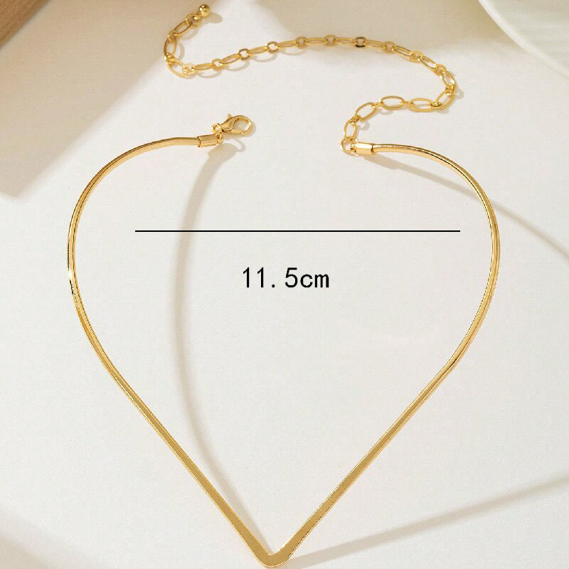 Women Choker Necklace with Modern V Design