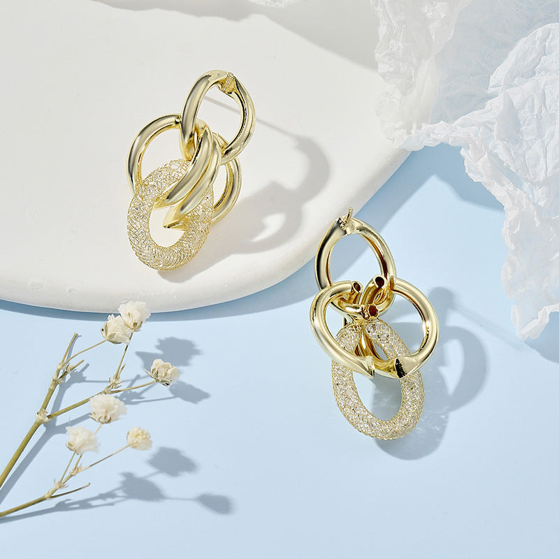 Women's Hanging Earrings with Luxurious, Sculptural Design