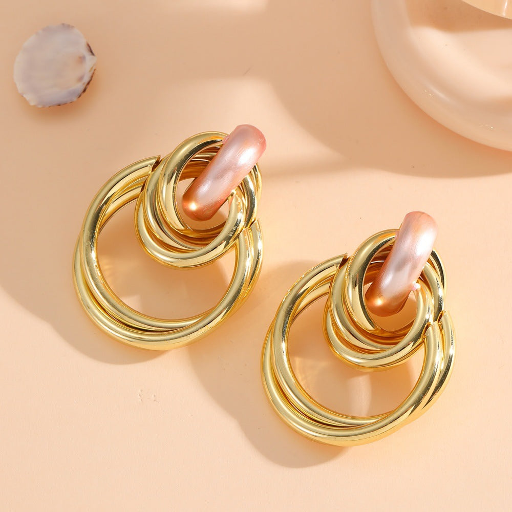 Women's Hanging Earrings with Elegant, Sculptural Design