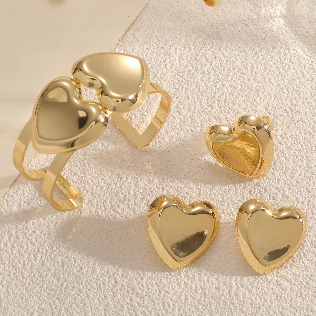 Women's Open Bangle with Elegant Heart Shape