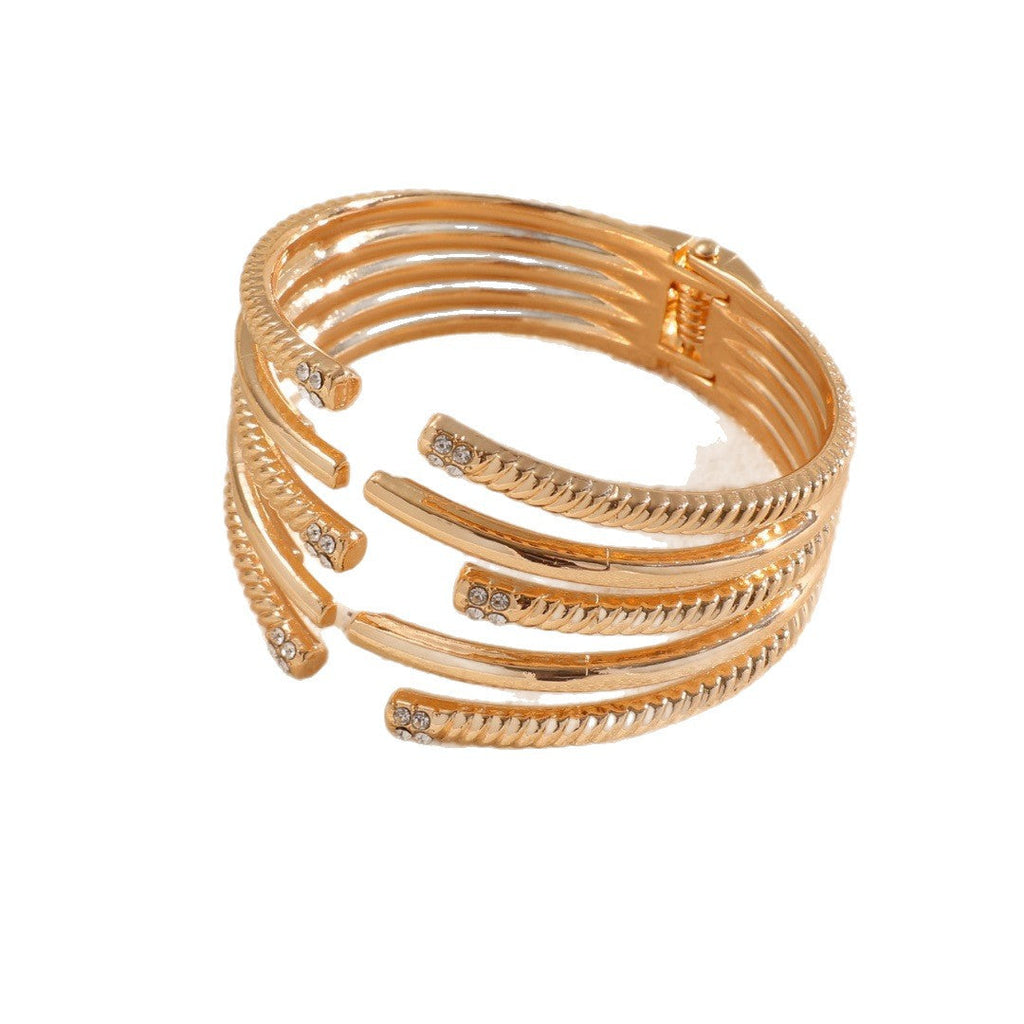 Women's Open Bangle with Modern, Layered Design