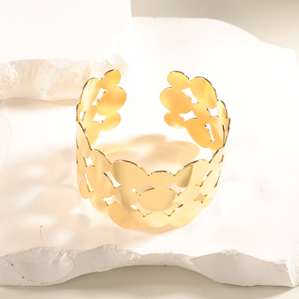 Women Open Bangle with Artistic Relief Design