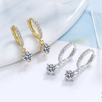 Ladies earrings with sparkling crystals and high-quality gold plating