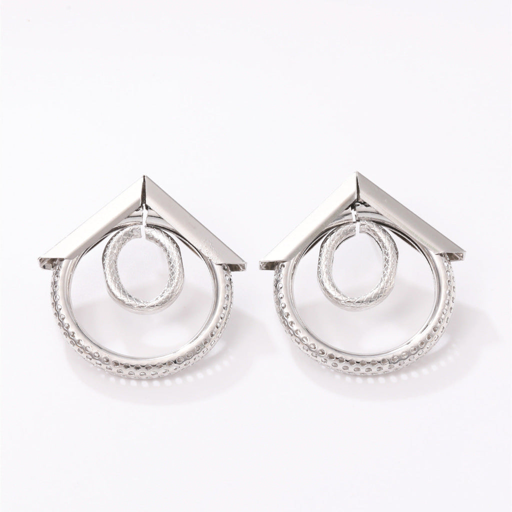 Women's Hanging Earrings with Elegant, Curved Ring Design