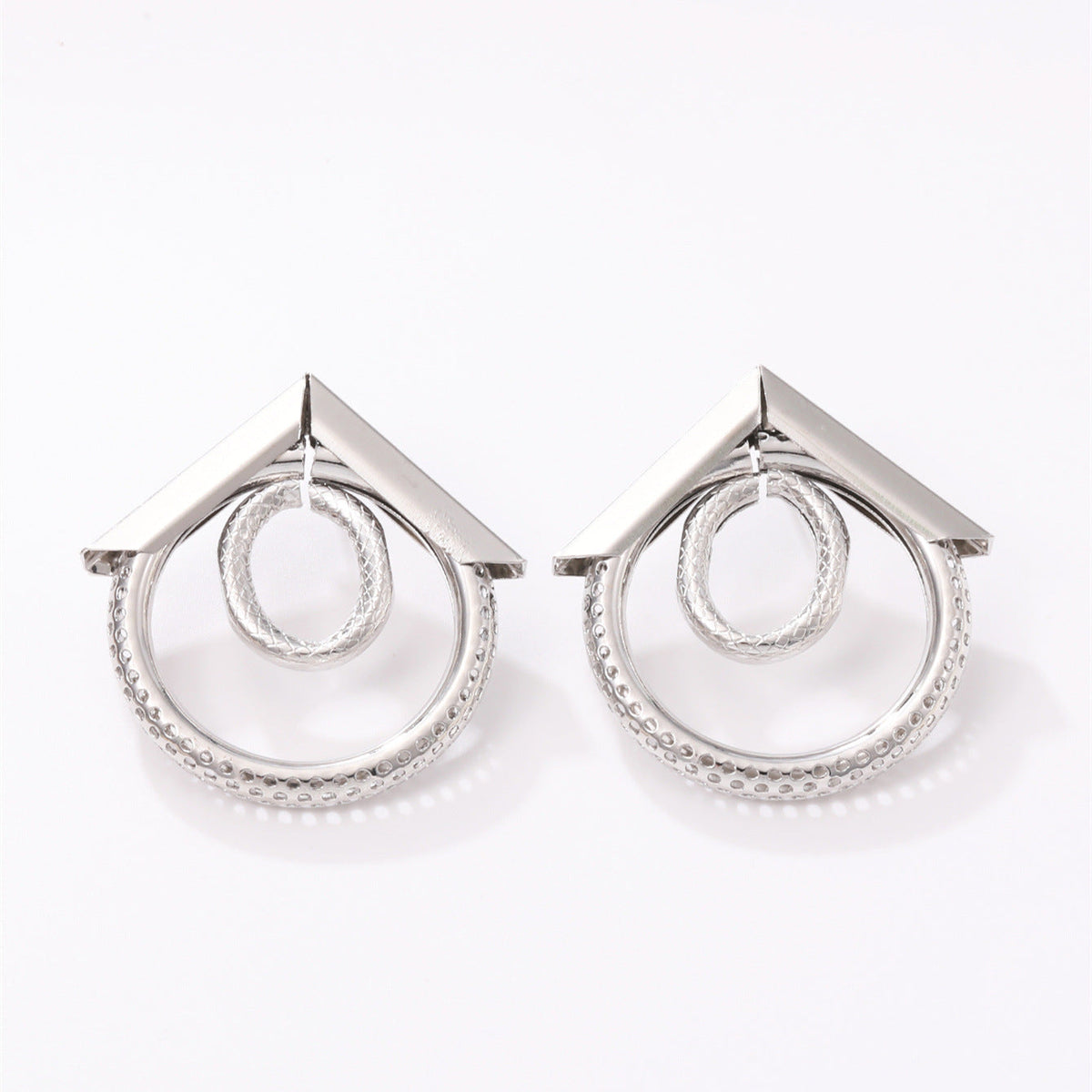 Women's Hanging Earrings with Elegant, Curved Ring Design
