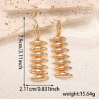 Ladies Hanging Earrings in Modern Spiral Design