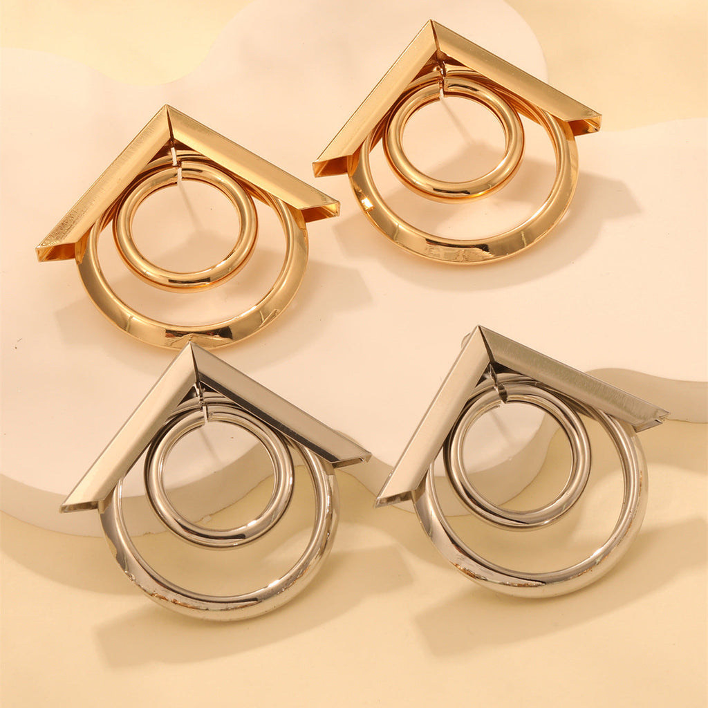 Women's Hanging Earrings with Elegant, Curved Ring Design