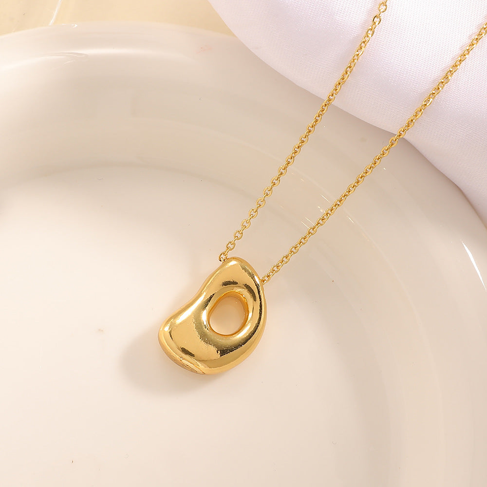 Women's necklace with curved letter pendant