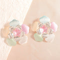 Ladies' flower earrings with intricate design and glossy accents