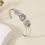 Women Open Bangle with Artistic Flower Motif