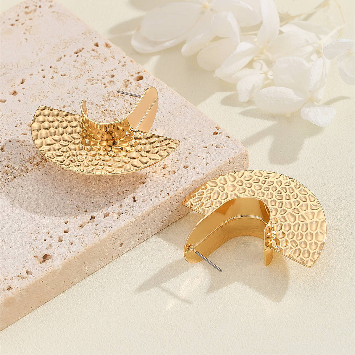 Women's Hanging Earrings with Artistic, Textured Design