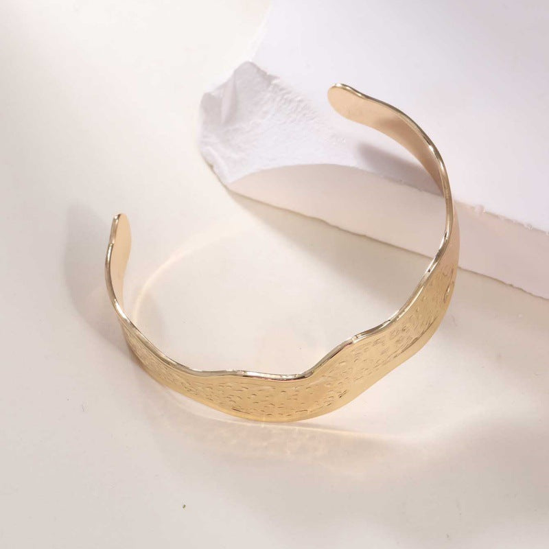 Women's Open Bangle in Modern Bamboo Design