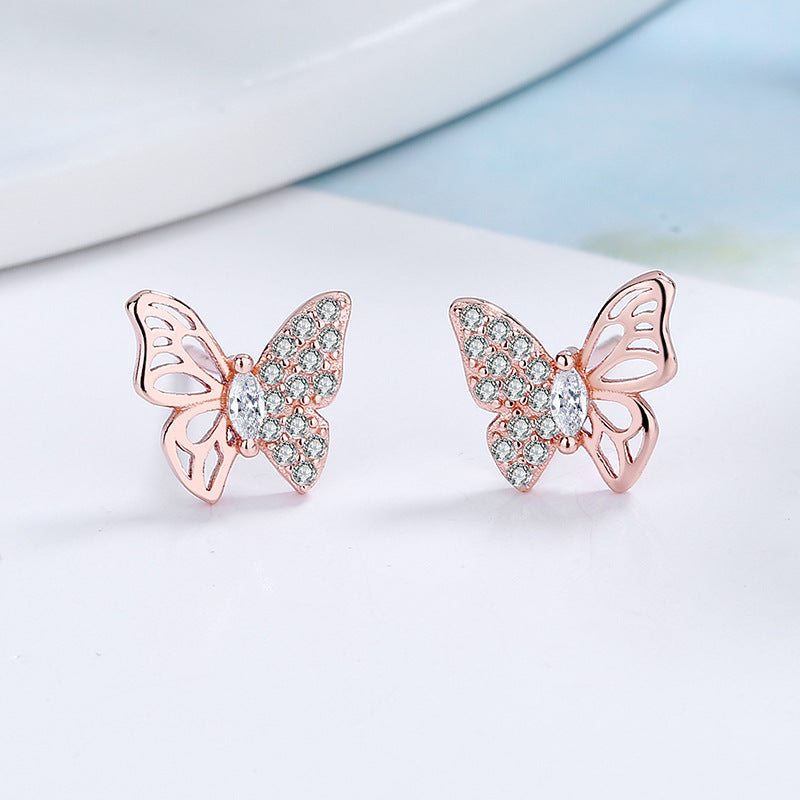 Ladies earrings in an elegant butterfly design with sparkling zirconia