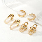 Ladies Hanging Earrings with Innovative, Gold-colored Design