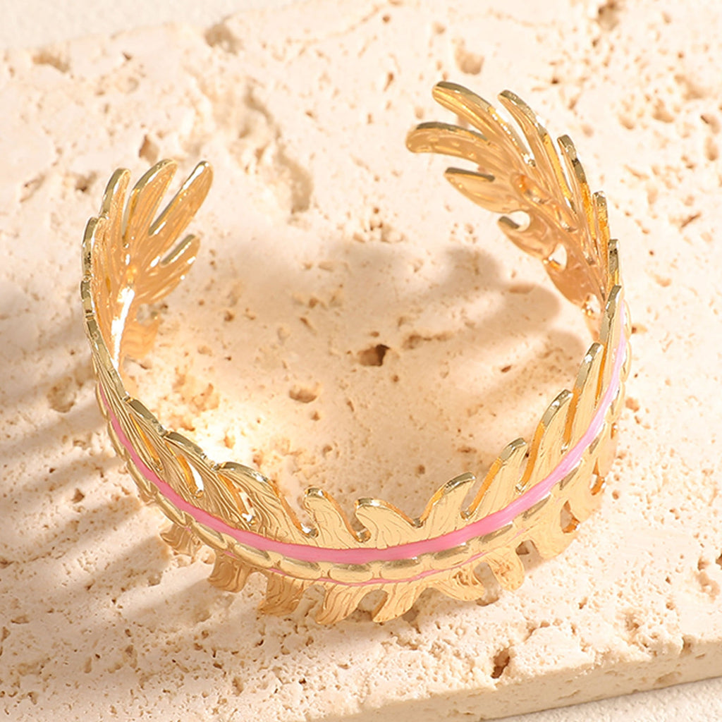 Women Open Bangle in Elegant Leaf Design