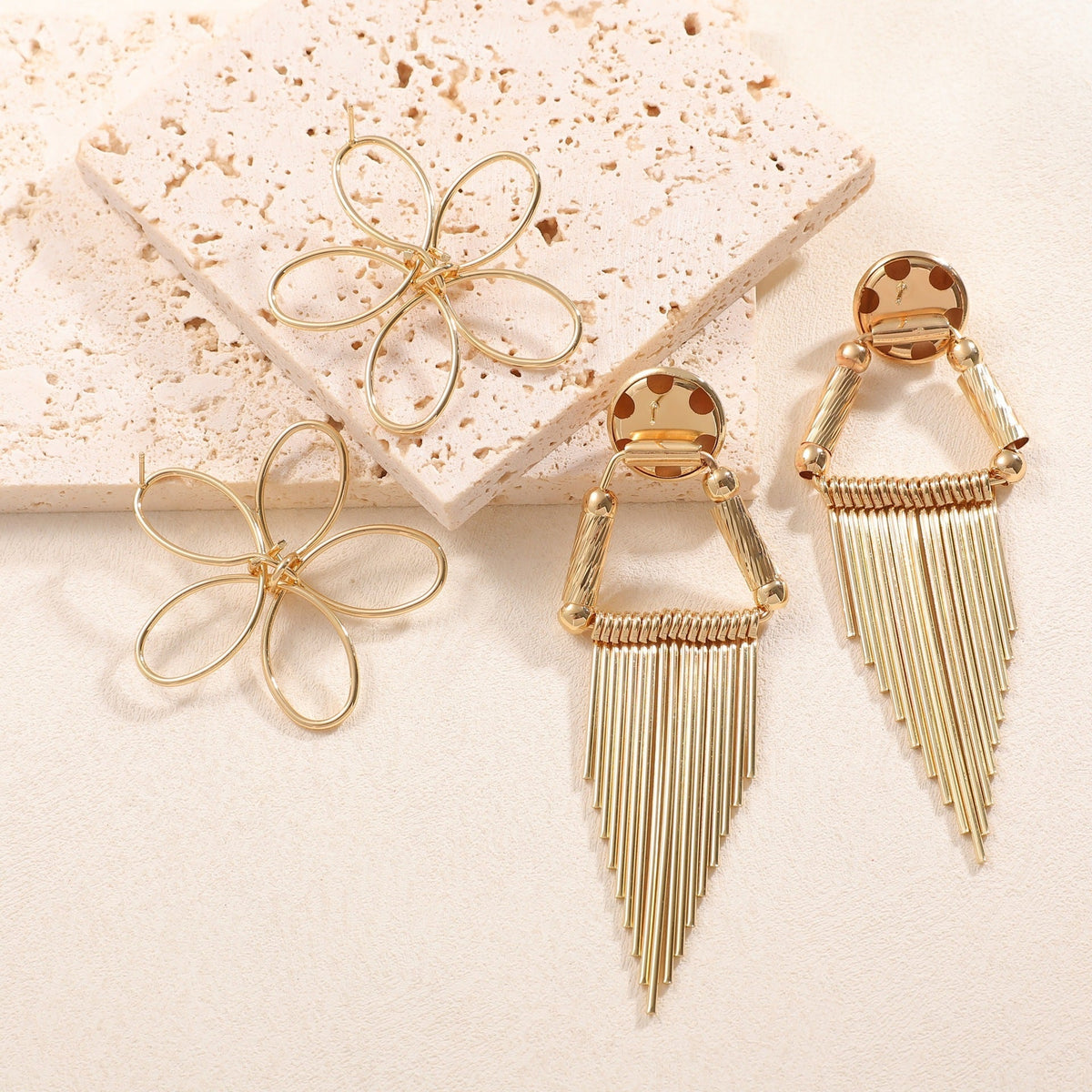 Ladies Hanging Earrings in Artistic Flower Design