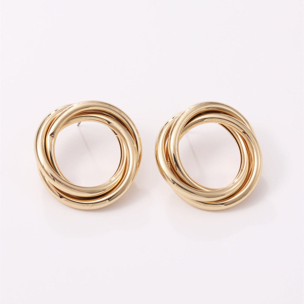 Women's Hanging Earrings with Elegant, Curved Ring Design