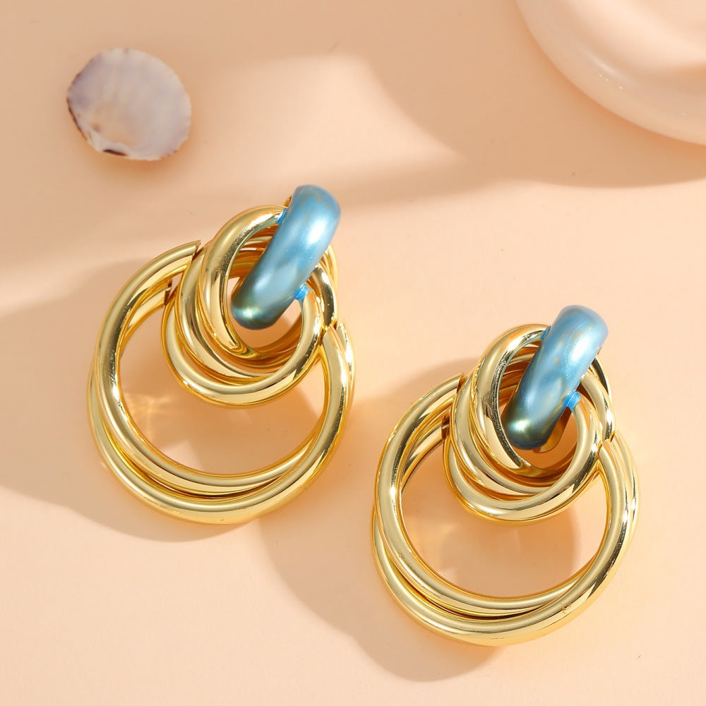 Women's Hanging Earrings with Elegant, Sculptural Design