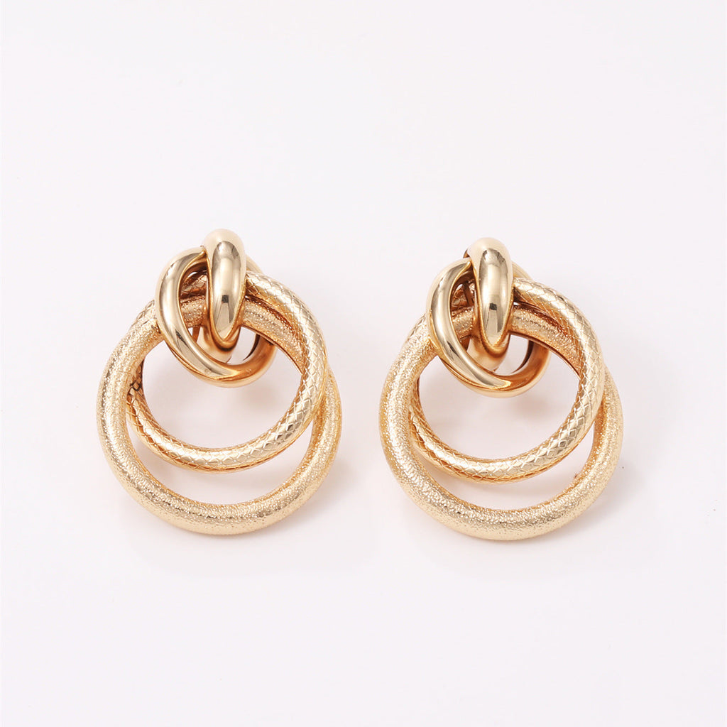 Women's Hanging Earrings with Elegant, Curved Ring Design