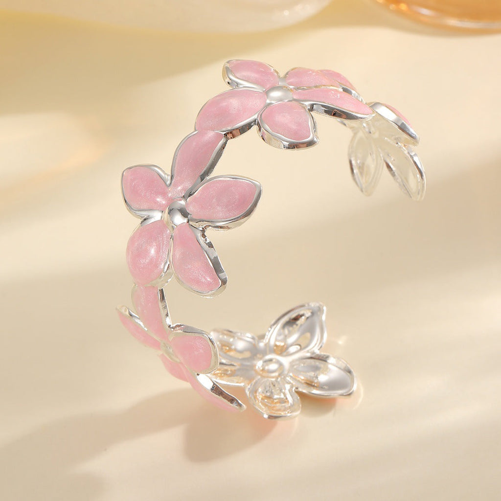 Ladies Open Bangle with Artistic Flower Design