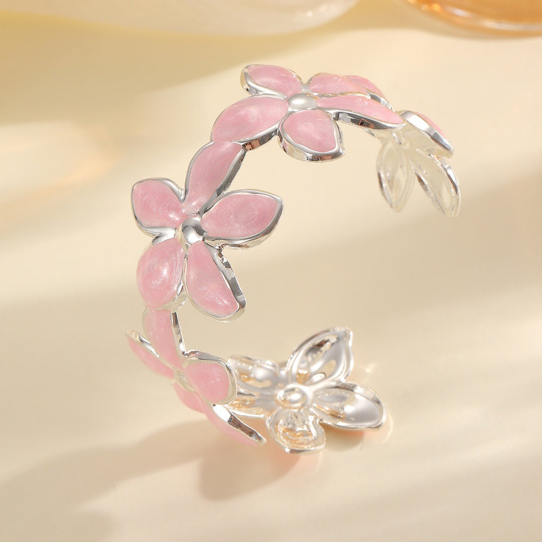Ladies Open Bangle with Artistic Flower Design