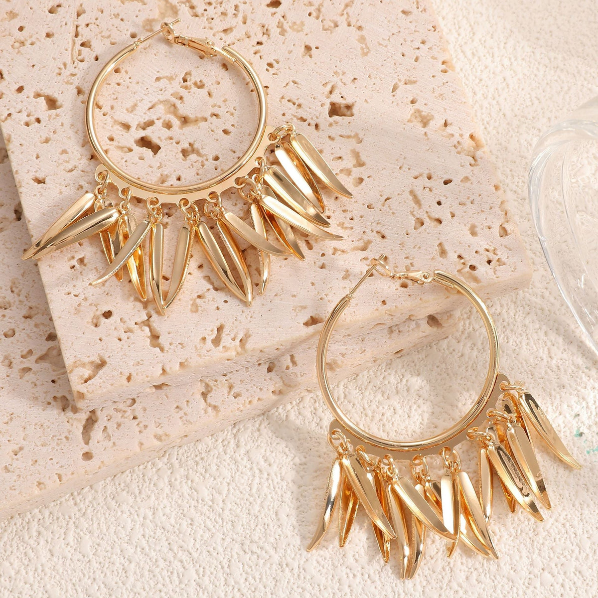 Women Hanging Earrings with Elegant Decorative Leaf Design