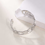 Women's Open Bangle in Modern Bamboo Design