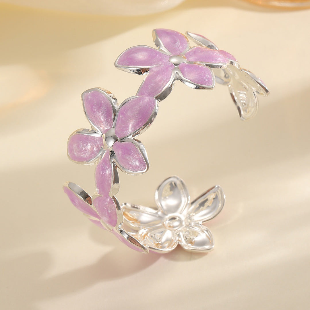 Ladies Open Bangle with Artistic Flower Design