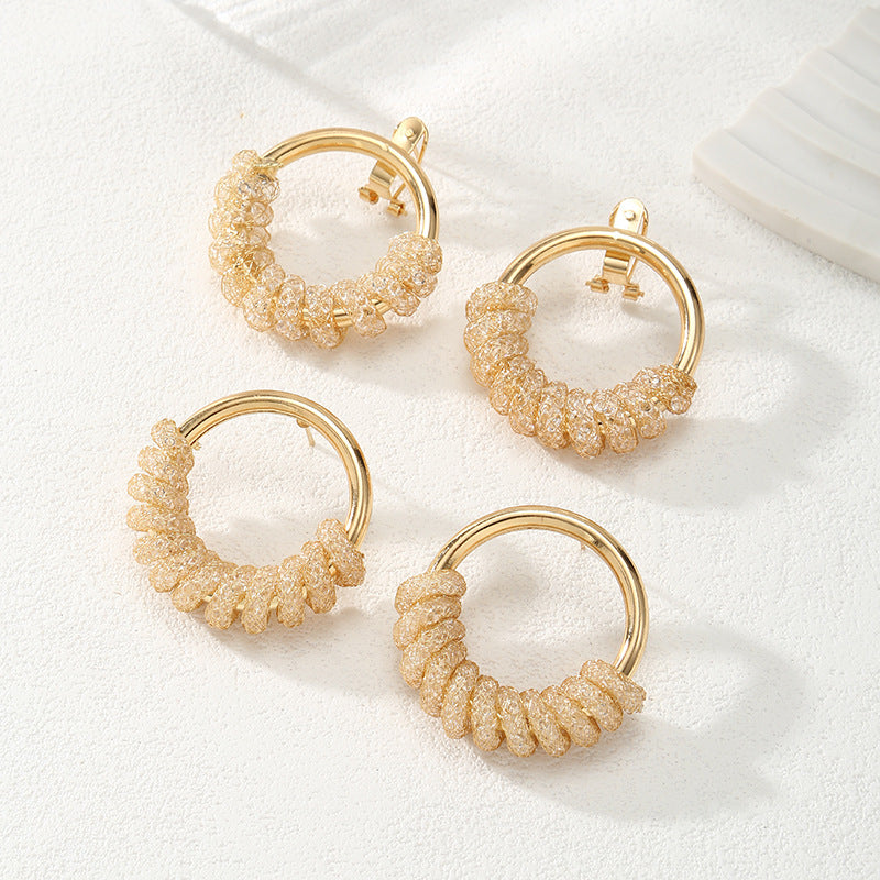 Women's Hanging Earrings with Artistic Spiral Structure