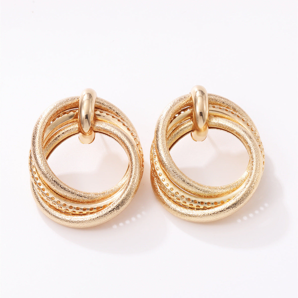 Women's Hanging Earrings with Elegant, Curved Ring Design
