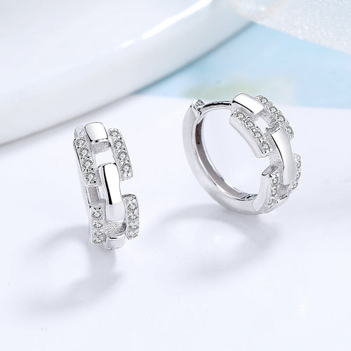 Ladies earrings with sparkling zirconia and modern design