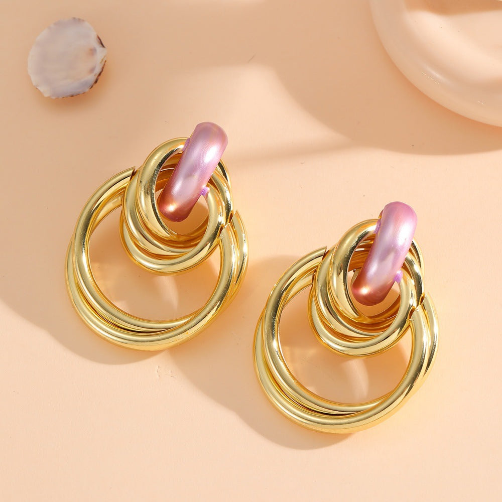Women's Hanging Earrings with Elegant, Sculptural Design