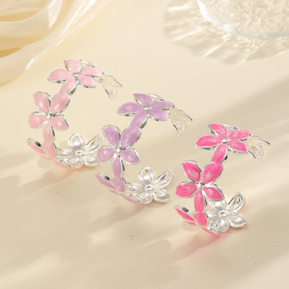 Ladies Open Bangle with Artistic Flower Design