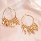 Women Hanging Earrings with Elegant Decorative Leaf Design
