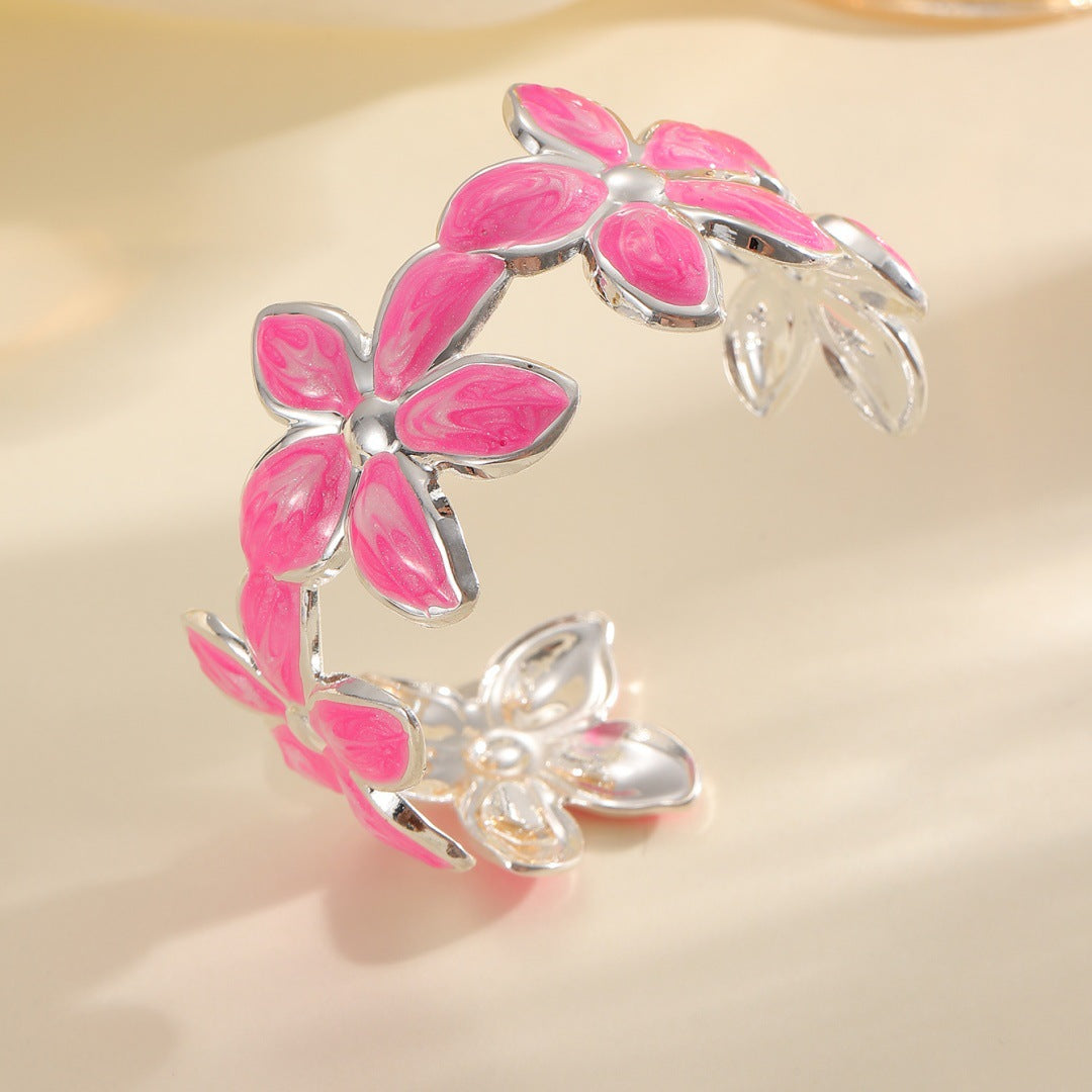 Ladies Open Bangle with Artistic Flower Design