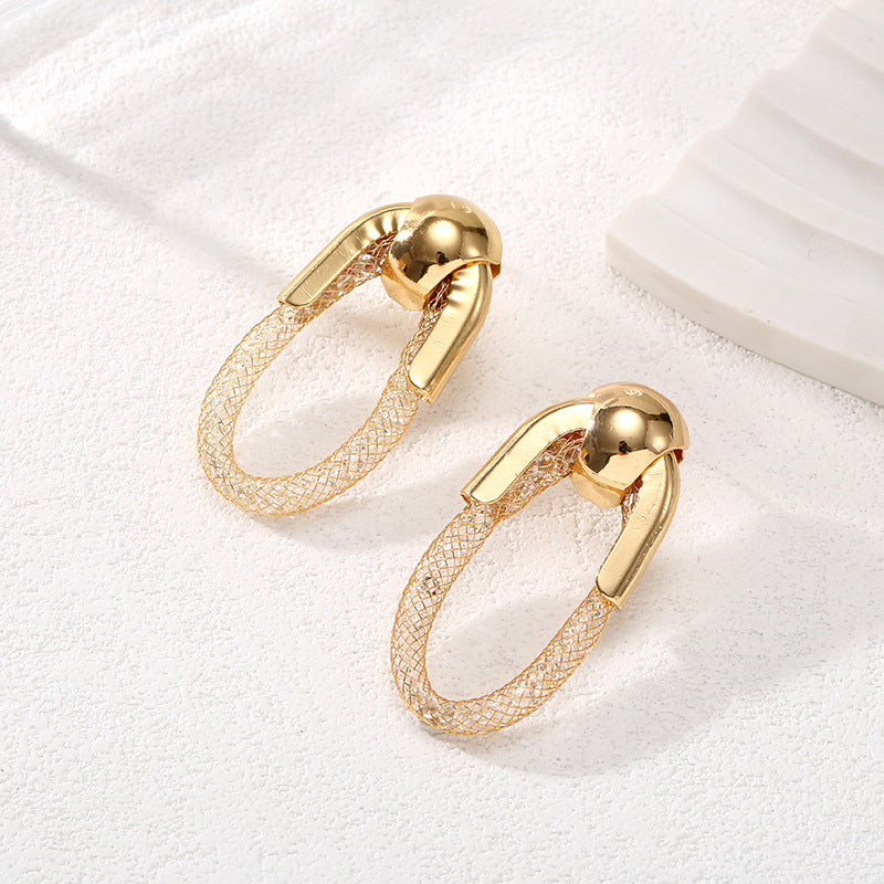 Ladies Hanging Earrings with Innovative, Gold-colored Design