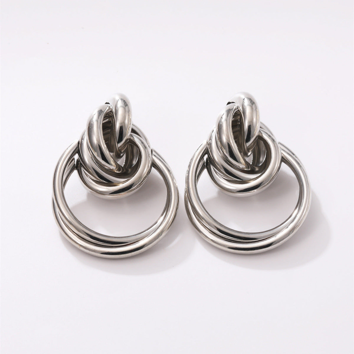 Women's Hanging Earrings with Elegant, Curved Ring Design