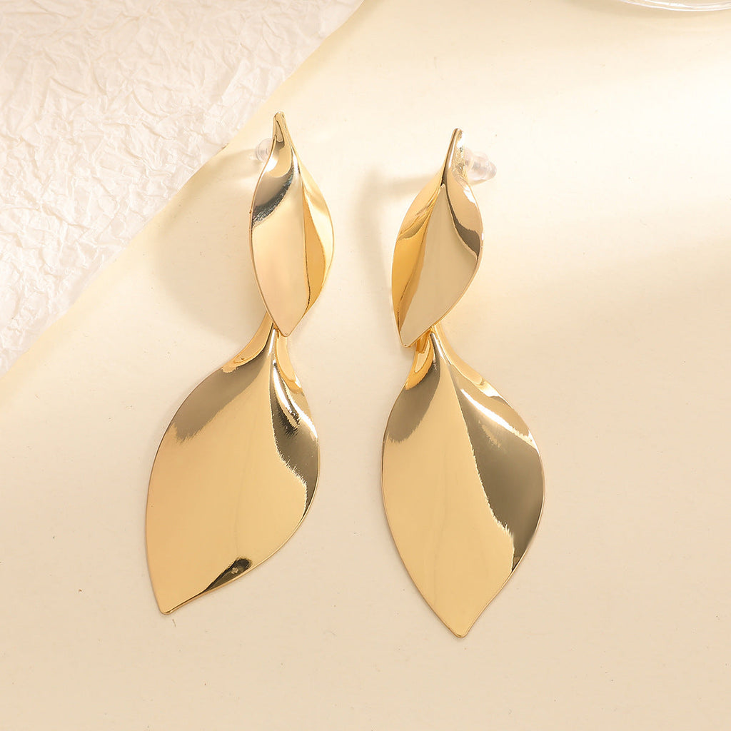 Women Hanging Earrings with Elegant Leaf Shape and Luxurious Finish