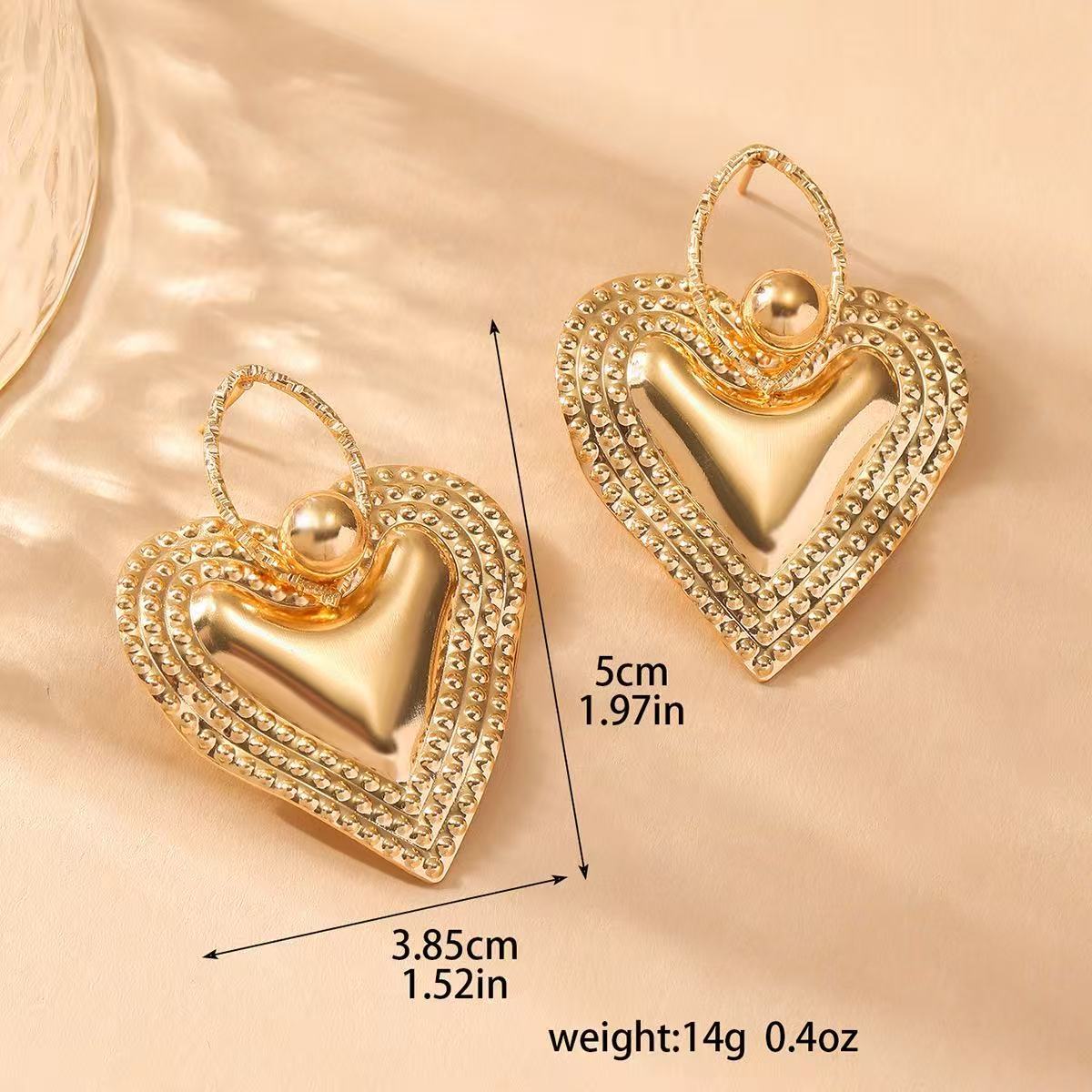 Ladies Heart-Shaped Earrings with Sparkling Zircon Decorations