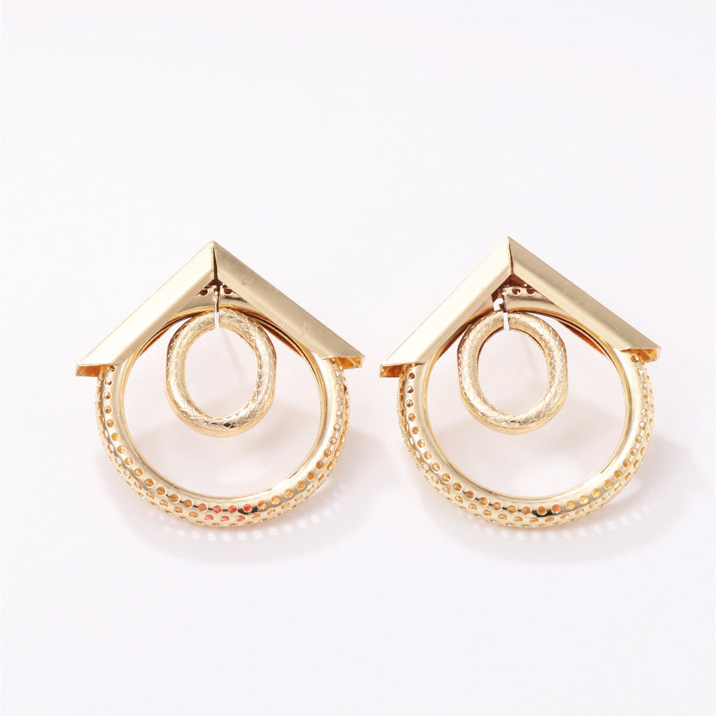 Women's Hanging Earrings with Elegant, Curved Ring Design