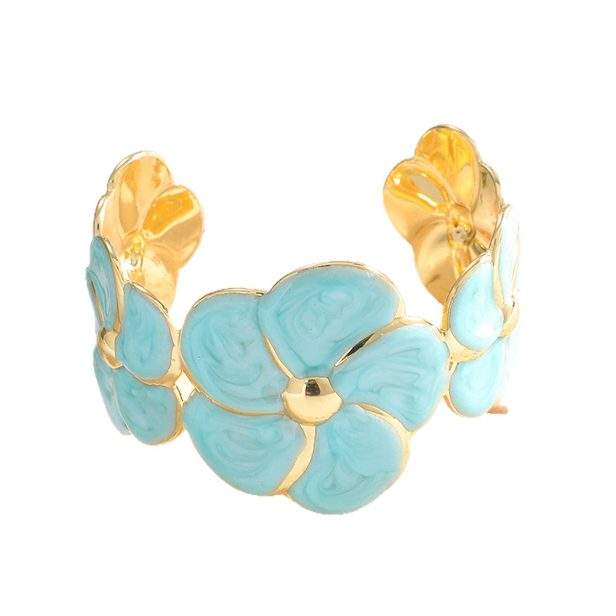 Ladies cuff bracelet with elaborate flower pattern