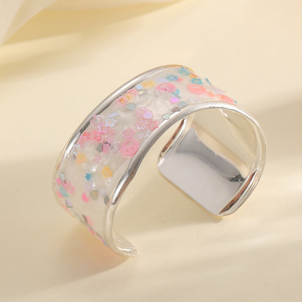 Women Open Bangle with Sparkling Star Motif