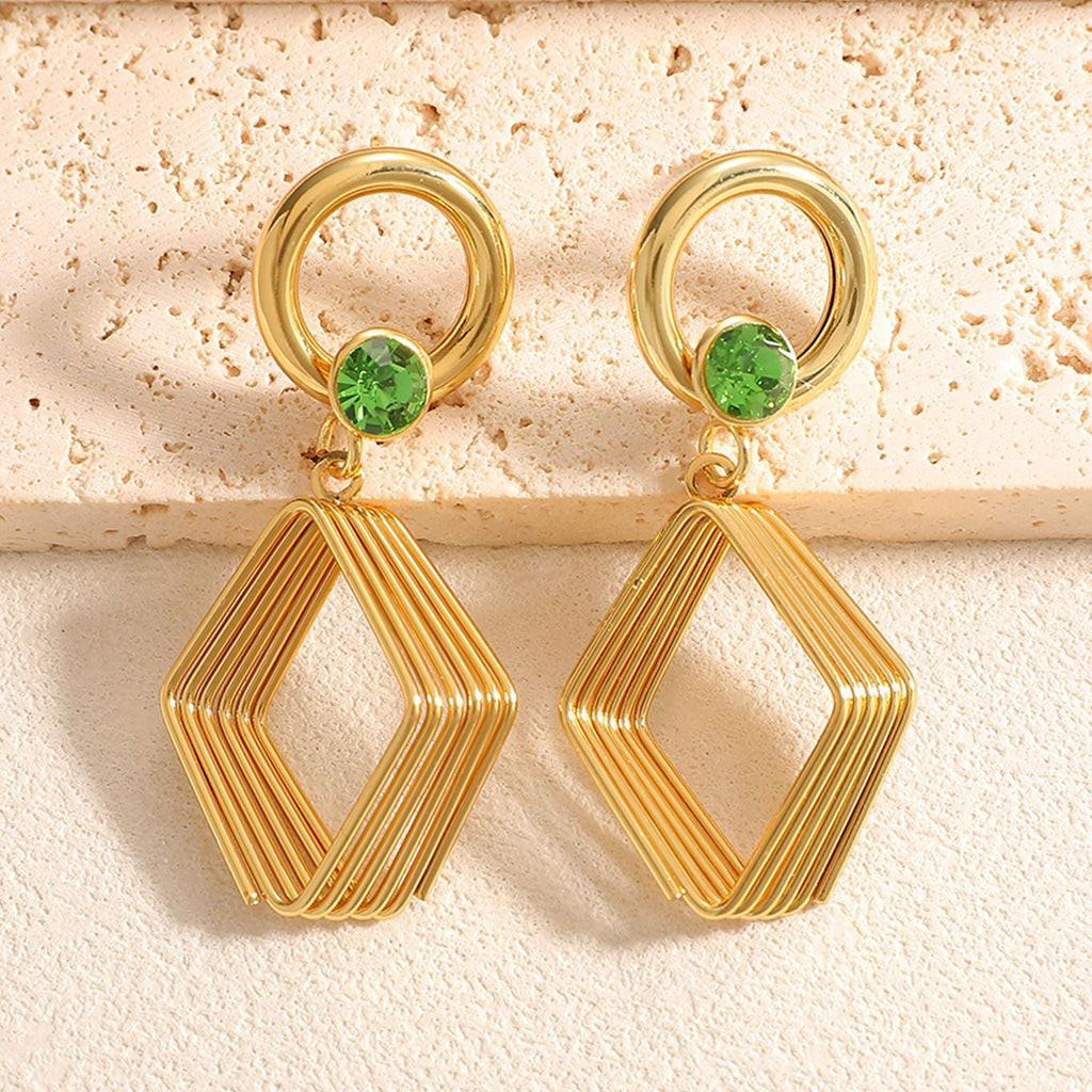Women's Design Earrings with Geometric Wire Motif