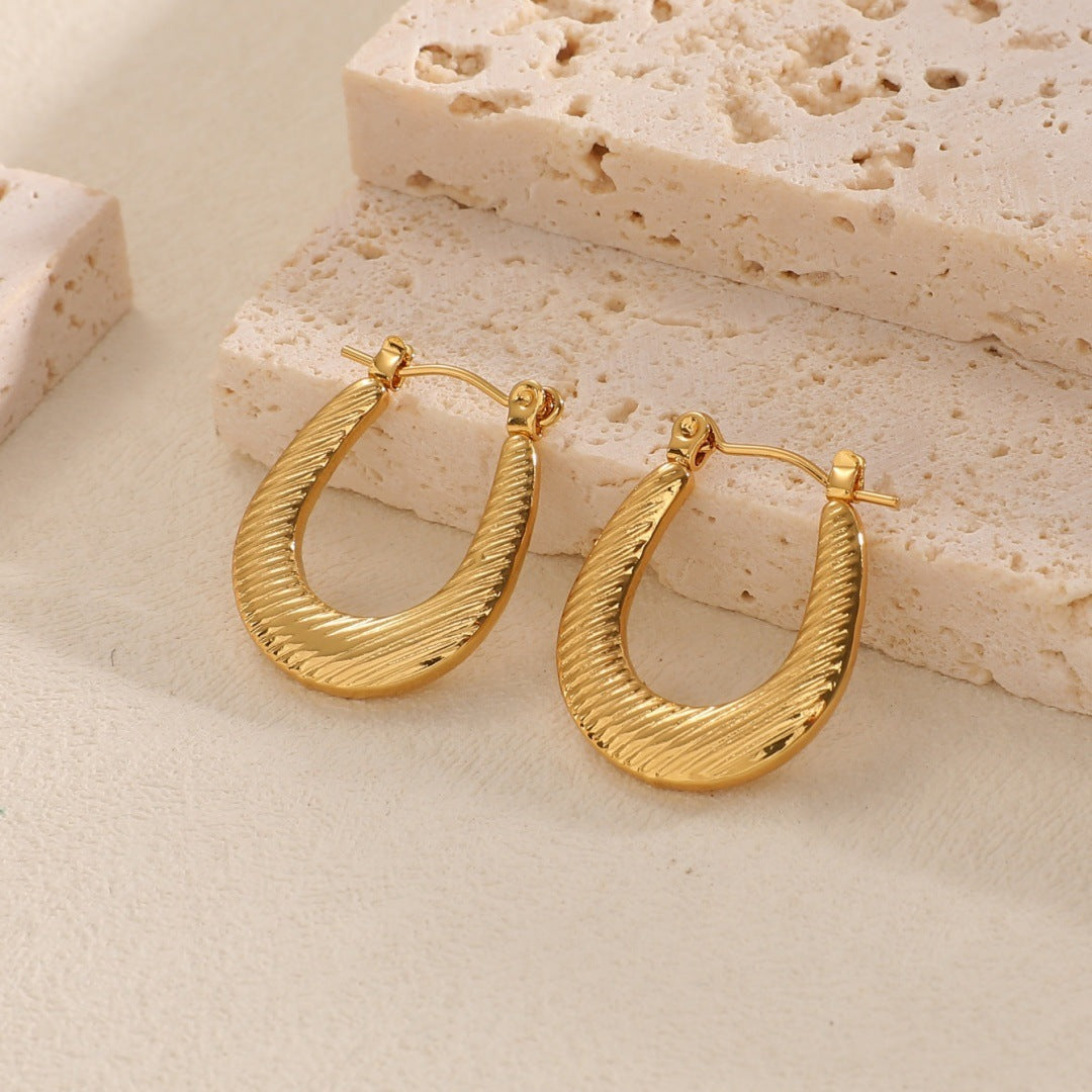 Women's Hanging Earrings with Integrated, Textured Design