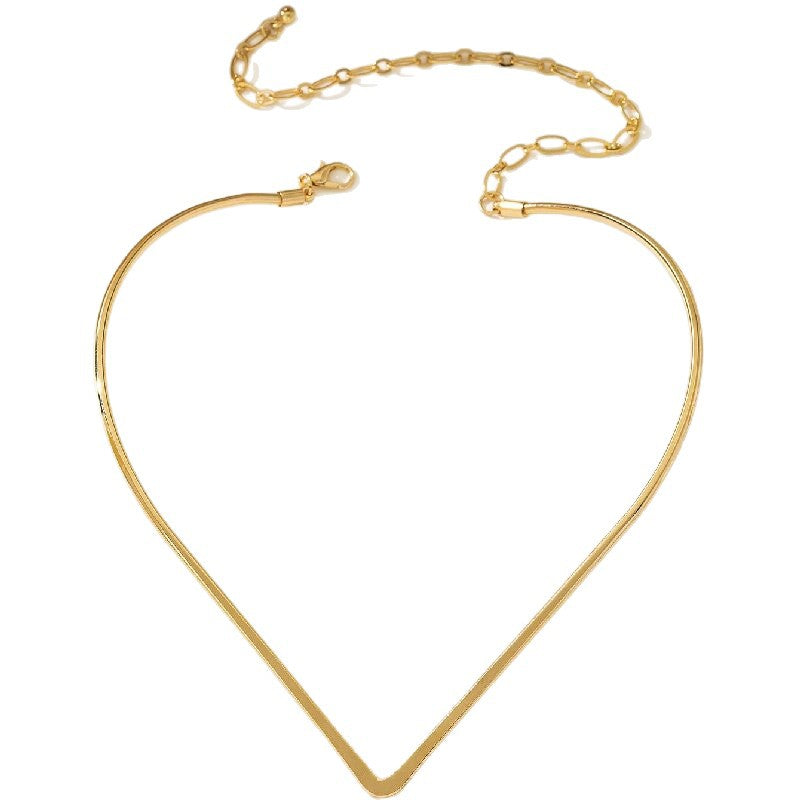 Women Choker Necklace with Modern V Design