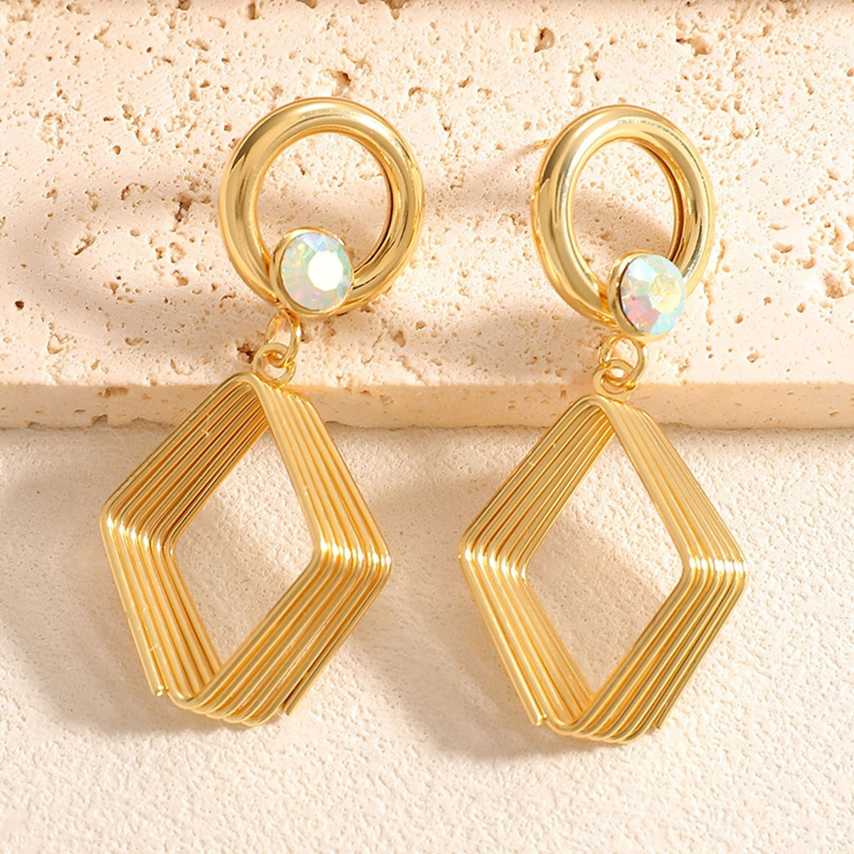 Women's Design Earrings with Geometric Wire Motif