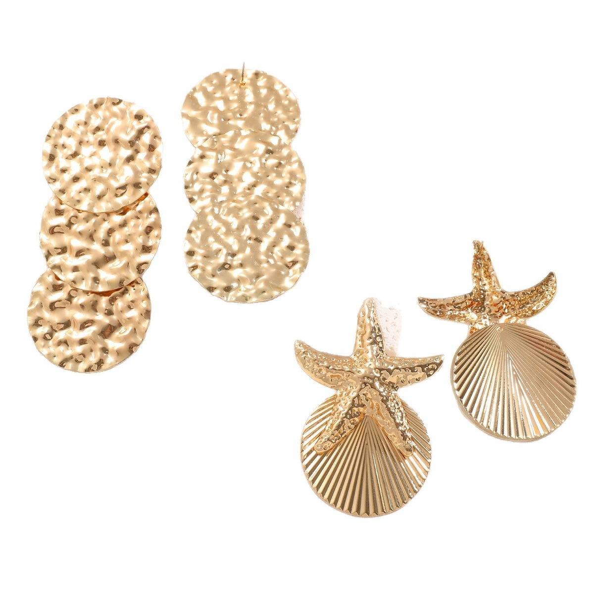 Women's ear clips in luxurious shell and starfish design