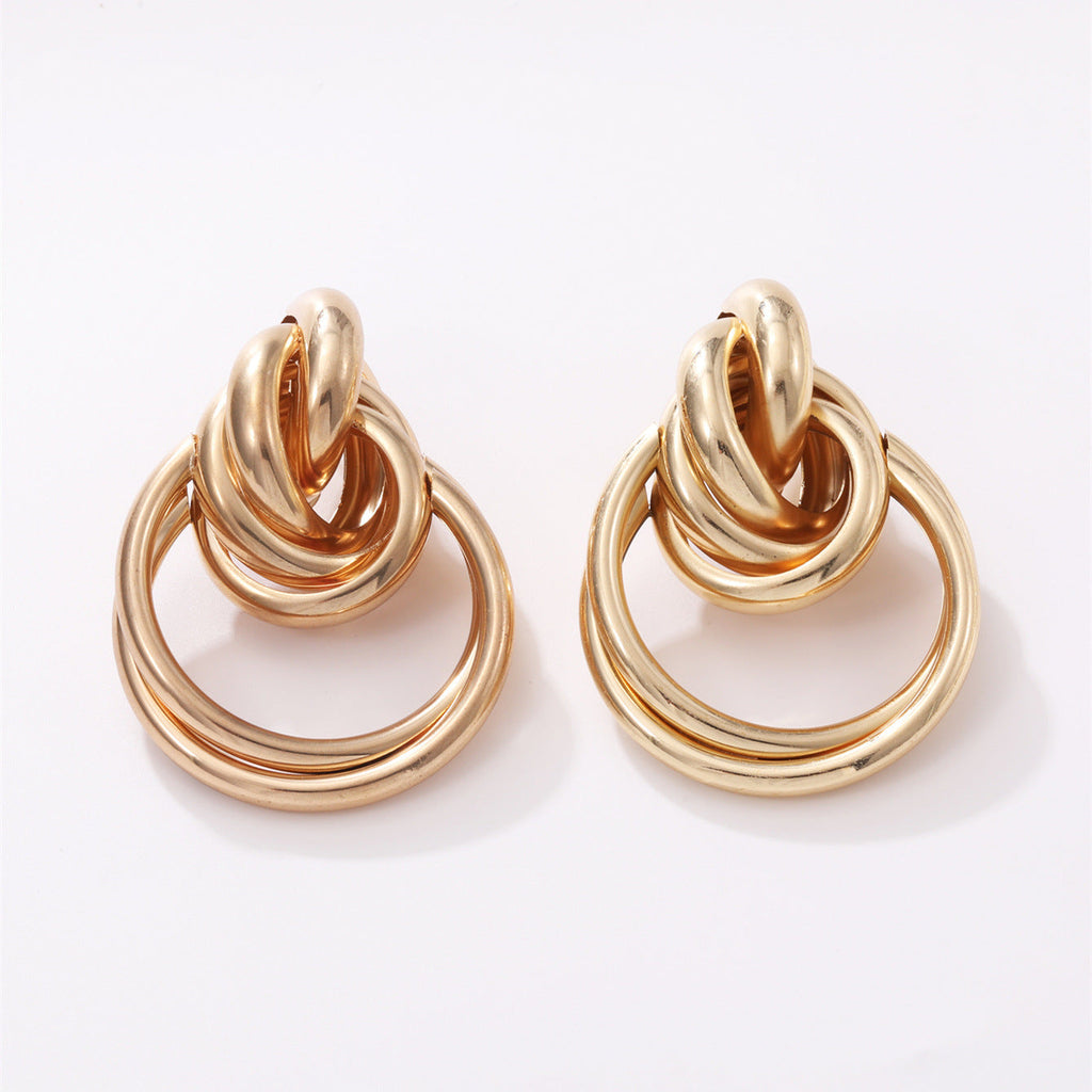 Women's Hanging Earrings with Elegant, Curved Ring Design