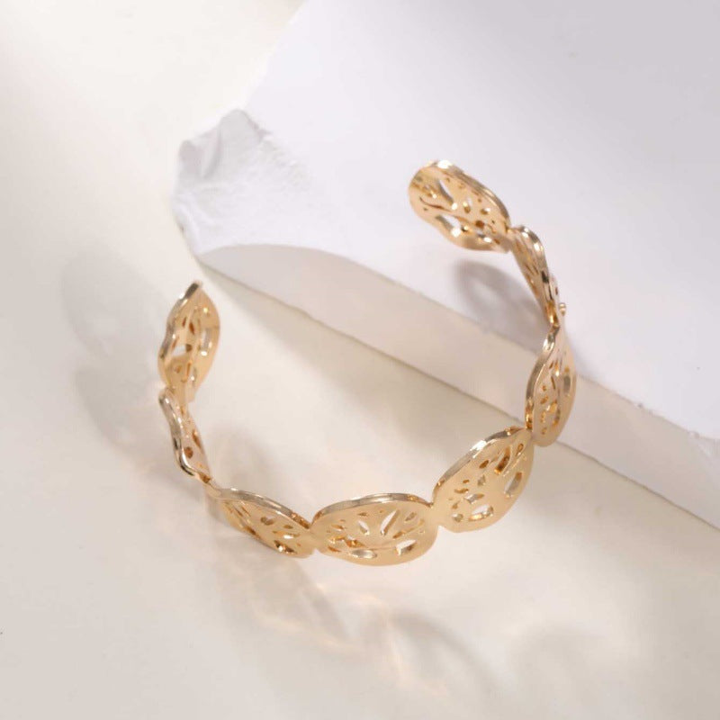 Women's Open Bangle in Modern Bamboo Design