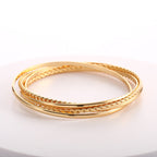 Women's bangle set with elaborate, braided and simple designs